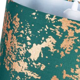 Happy Homewares Cotton Fabric Lamp Shade with Delicate Foil Decor for Table or Ceiling in Dark Green - Size: 12 inches - thumbnail 3