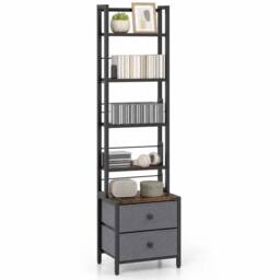 Kelvenix 5-Tier DVD Shelf Organizer Media Storage Cabinet in Brown - Size: 0.6m2 - thumbnail 1