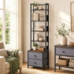Kelvenix 5-Tier DVD Shelf Organizer Media Storage Cabinet in Brown - Size: 0.6m2 - thumbnail 3