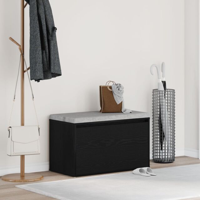 Berkfield Home Hall Bench Black Oak 80x40x45 cm Engineered Wood - Size: 80 x 40 x 45 cm - image 1