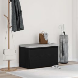 Berkfield Home Hall Bench Black Oak 80x40x45 cm Engineered Wood - Size: 80 x 40 x 45 cm