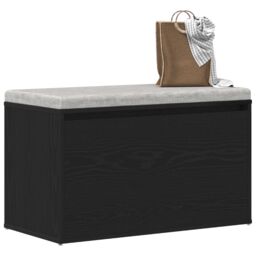 Berkfield Home Hall Bench Black Oak 80x40x45 cm Engineered Wood - Size: 80 x 40 x 45 cm - thumbnail 3