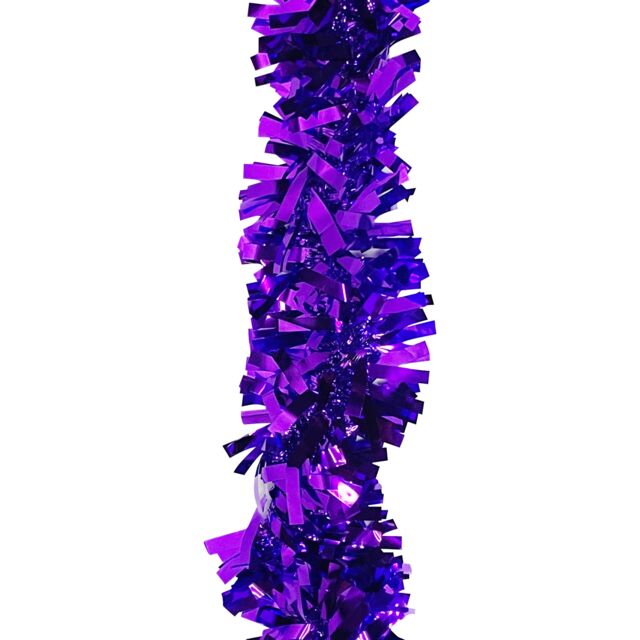 Neel Blue Christmas Shiny Metallic Chunky Tinsel Garland, 6.5ft in Violet - image 1