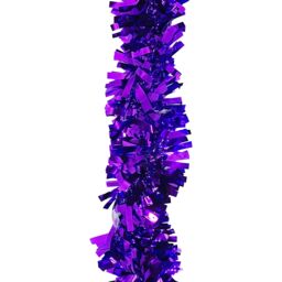 Neel Blue Christmas Shiny Metallic Chunky Tinsel Garland, 6.5ft in Violet