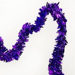 Neel Blue Christmas Shiny Metallic Chunky Tinsel Garland, 6.5ft in Violet - thumbnail 7
