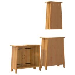 Berkfield Home Beautiful 3 Piece Bathroom Furniture Set Solid Wood Pine in Brown - thumbnail 7