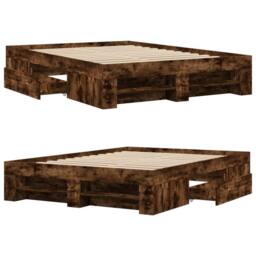 Berkfield Home Durable Bed Frame Frame Smoked Oak 120x190 cm Small Double Wood in Brown - thumbnail 8