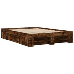 Berkfield Home Durable Bed Frame Frame Smoked Oak 120x190 cm Small Double Wood in Brown - thumbnail 1
