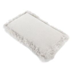 Native Natural Grey Linen Cushion Sheepskin Trim 30x50cm - Size: Double - thumbnail 2