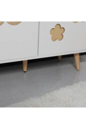 Home Source 2 Door Storage Cabinet Hallway Living Room Sideboard Wooden Legs in White - thumbnail 6