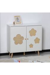 Home Source 2 Door Storage Cabinet Hallway Living Room Sideboard Wooden Legs in White - thumbnail 1