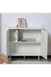 Home Source 2 Door Storage Cabinet Hallway Living Room Sideboard Wooden Legs in White - thumbnail 3