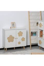 Home Source 2 Door Storage Cabinet Hallway Living Room Sideboard Wooden Legs in White - thumbnail 8