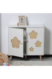 Home Source 2 Door Storage Cabinet Hallway Living Room Sideboard Wooden Legs in White - thumbnail 5