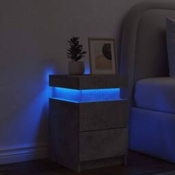 Berkfield Home Beautiful Bedside Cabinet with LED Lights Concrete Grey 35x39x55 cm - Size: 35 x 39 x 55 cm - thumbnail 4