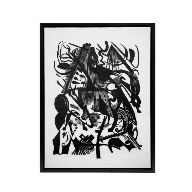 "Artery8 Birth of the Wolves Abstract Franz Marc Vintage Framed Canvas Wall Art in White - Size: W12"" x H16""" - image 1