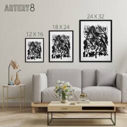 "Artery8 Birth of the Wolves Abstract Franz Marc Vintage Framed Canvas Wall Art in White - Size: W12"" x H16""" - thumbnail 4