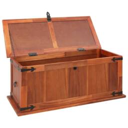 Berkfield Home Storage Chest 90x45x40 cm Solid Acacia Wood in Brown - Size: 90 x 45 x 40 cm - thumbnail 4