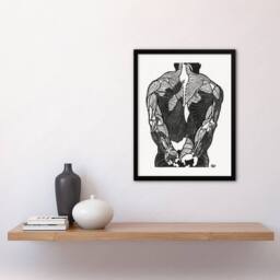 Artery8 Anatomical study of mans back muscles Stolk Framed Wall Art Print in White - Size: A4 - thumbnail 4