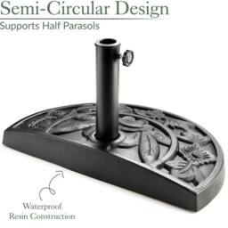 Christow Half Parasol Base Garden Umbrella Stand Sunshade Holder Black 9kg 15kg - thumbnail 3