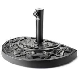 Christow Half Parasol Base Garden Umbrella Stand Sunshade Holder Black 9kg 15kg - thumbnail 1