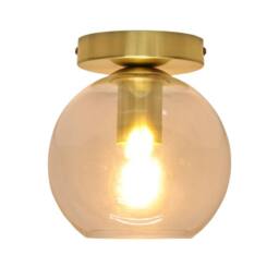 First Choice Lighting Set of 2 Barnum - Clear Glass Globe Satin Brass Ceiling Light Fittings - thumbnail 3