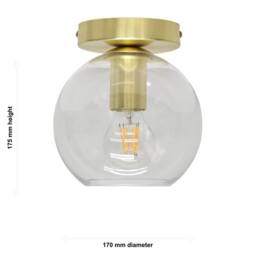 First Choice Lighting Set of 2 Barnum - Clear Glass Globe Satin Brass Ceiling Light Fittings - thumbnail 6