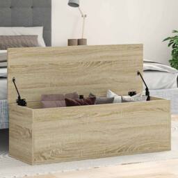 Berkfield Home Storage Box Sonoma Oak 102x35x35 cm Engineered Wood in Tan - Size: 102 x 35 x 35 cm - thumbnail 2