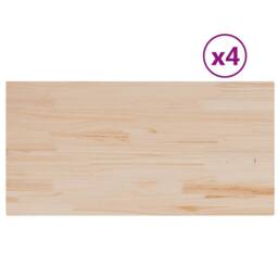 Berkfield Home Table Tops 4 pcs 100x50x2.5 cm Rectangular Solid Wood Pine in Natural - thumbnail 3