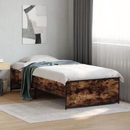 Berkfield Home Bed Frame without Mattress Smoked Oak 100x200 cm in Brown - thumbnail 2