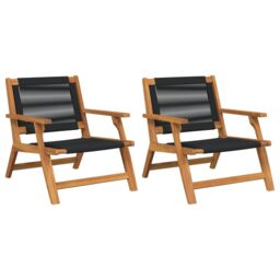 Berkfield Home Garden Chairs 2 pcs Black 67x77x73 cm Solid Wood Acacia in Brown - Size: 67 x 77 x 73 cm - thumbnail 2