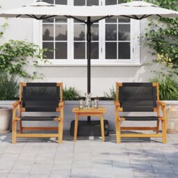 Berkfield Home Garden Chairs 2 pcs Black 67x77x73 cm Solid Wood Acacia in Brown - Size: 67 x 77 x 73 cm - thumbnail 3