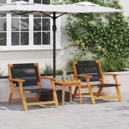 Berkfield Home Garden Chairs 2 pcs Black 67x77x73 cm Solid Wood Acacia in Brown - Size: 67 x 77 x 73 cm
