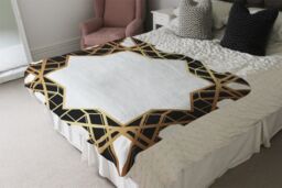 Benjamin Tate Design Art Deco Star Border Blanket in Natural - Size: 120 cm x 150 cm - thumbnail 3