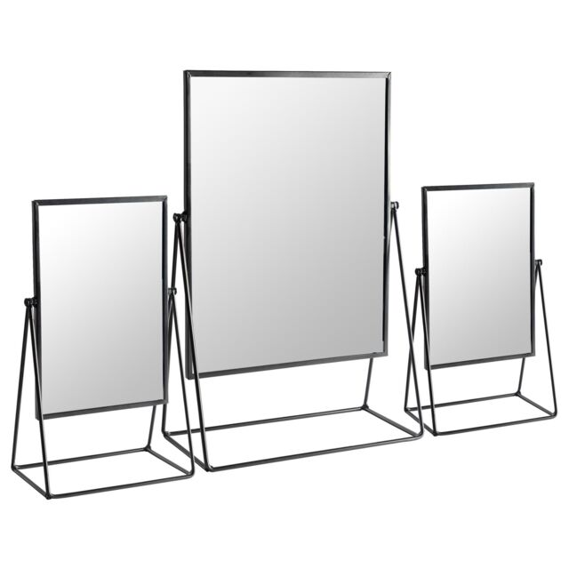 Harbour Housewares 3pc Dressing Table Mirror Set - Makeup Tabletop Cosmetic Bathroom Mirror in Black - image 1