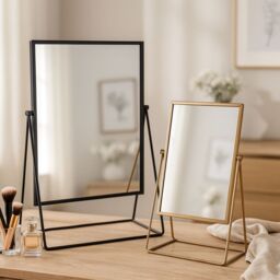 Harbour Housewares 3pc Dressing Table Mirror Set - Makeup Tabletop Cosmetic Bathroom Mirror in Black - thumbnail 2