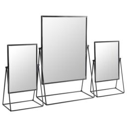 Harbour Housewares 3pc Dressing Table Mirror Set - Makeup Tabletop Cosmetic Bathroom Mirror in Black - thumbnail 1