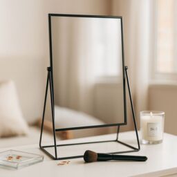 Harbour Housewares 3pc Dressing Table Mirror Set - Makeup Tabletop Cosmetic Bathroom Mirror in Black - thumbnail 3