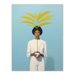 Artery8 Presenting The Kentia Palm Simple Minimalist White On Blue Artwork Painting Unframed Wall Art Print Poster Home Decor Premium - thumbnail 1