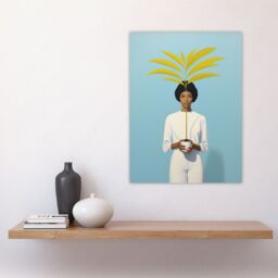 Artery8 Presenting The Kentia Palm Simple Minimalist White On Blue Artwork Painting Unframed Wall Art Print Poster Home Decor Premium - thumbnail 4