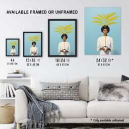 Artery8 Presenting The Kentia Palm Simple Minimalist White On Blue Artwork Painting Unframed Wall Art Print Poster Home Decor Premium - thumbnail 3