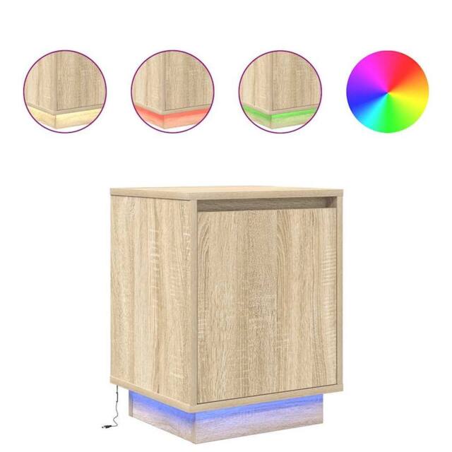 Berkfield Home Bedside Cabinet with LED Lights¬†Sonoma Oak 38x34x50 cm - Size: 38 x 34 x 50 cm - image 1