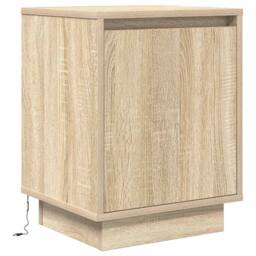 Berkfield Home Bedside Cabinet with LED Lights¬†Sonoma Oak 38x34x50 cm - Size: 38 x 34 x 50 cm - thumbnail 3