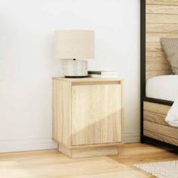 Berkfield Home Bedside Cabinet with LED Lights¬†Sonoma Oak 38x34x50 cm - Size: 38 x 34 x 50 cm - thumbnail 4