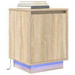 Berkfield Home Bedside Cabinet with LED Lights¬†Sonoma Oak 38x34x50 cm - Size: 38 x 34 x 50 cm - thumbnail 2
