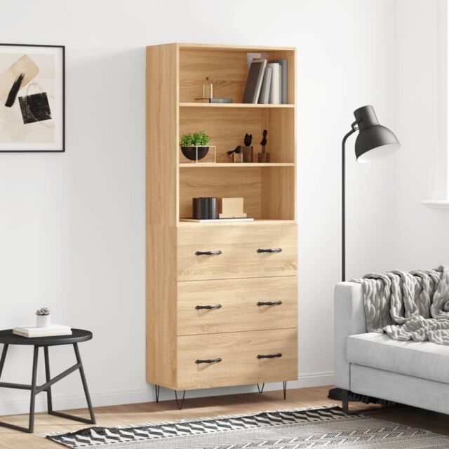 Berkfield Home Highboard Sonoma Oak 69.5x34x180 cm Engineered Wood in Brown - image 1