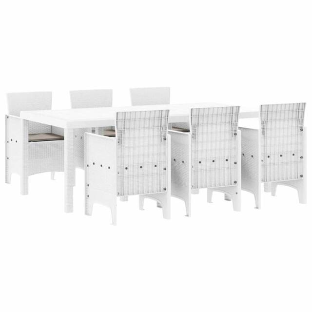 Berkfield Home 7 Piece Garden Dining Set with Cushions White Poly Rattan - image 1