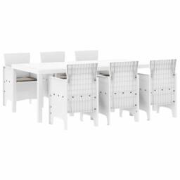 Berkfield Home 7 Piece Garden Dining Set with Cushions White Poly Rattan - thumbnail 1