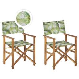 Wyld and Coco Acacia Living Garden Director's Chair Set 2 Folding Chairs Light in Green - thumbnail 2