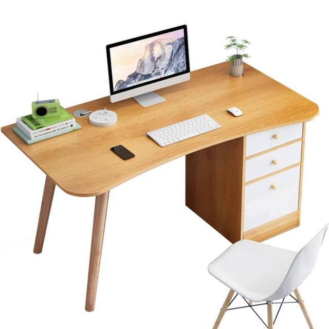 KORVIXA Home Office Study Computer Desk Workstation Desk in Natural - Size: 100 cm - image 1